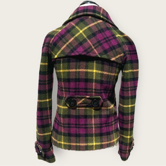 Aeropostale Plaid Pea Coat NWOT - Picture 4 of 11